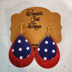 Red white and blue earrings